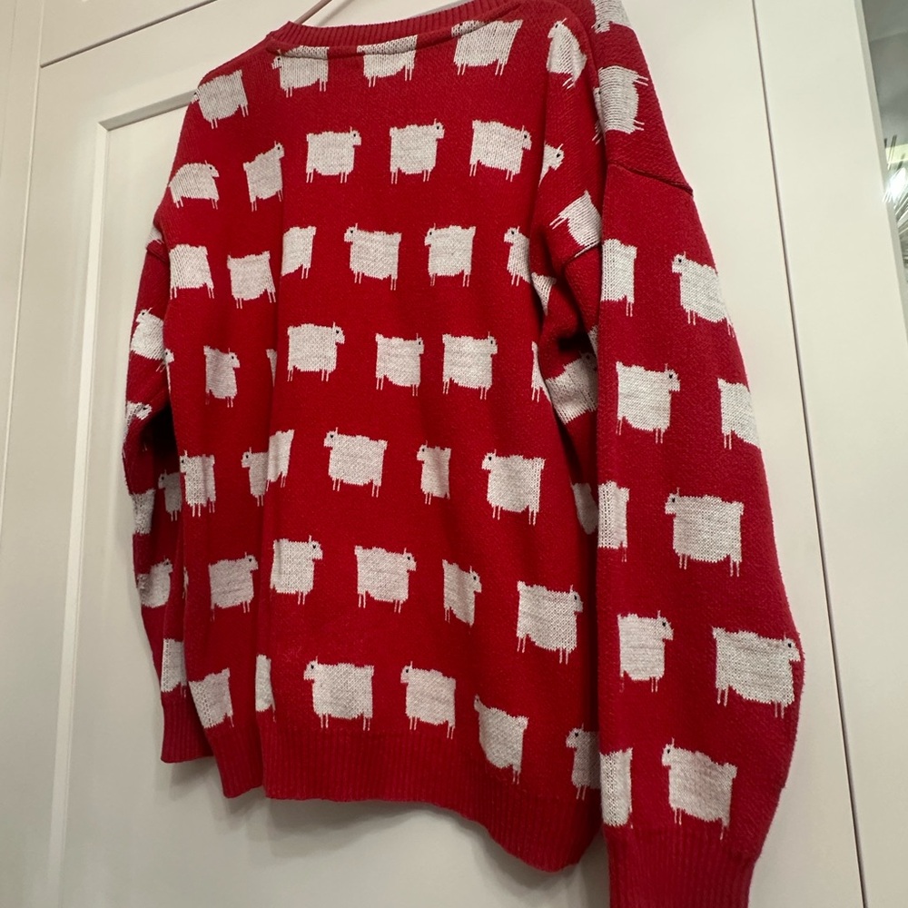 Parkhurst The Holy Sheep Cotton Red  Sweater Princess Diana  XL. Worn 1X.